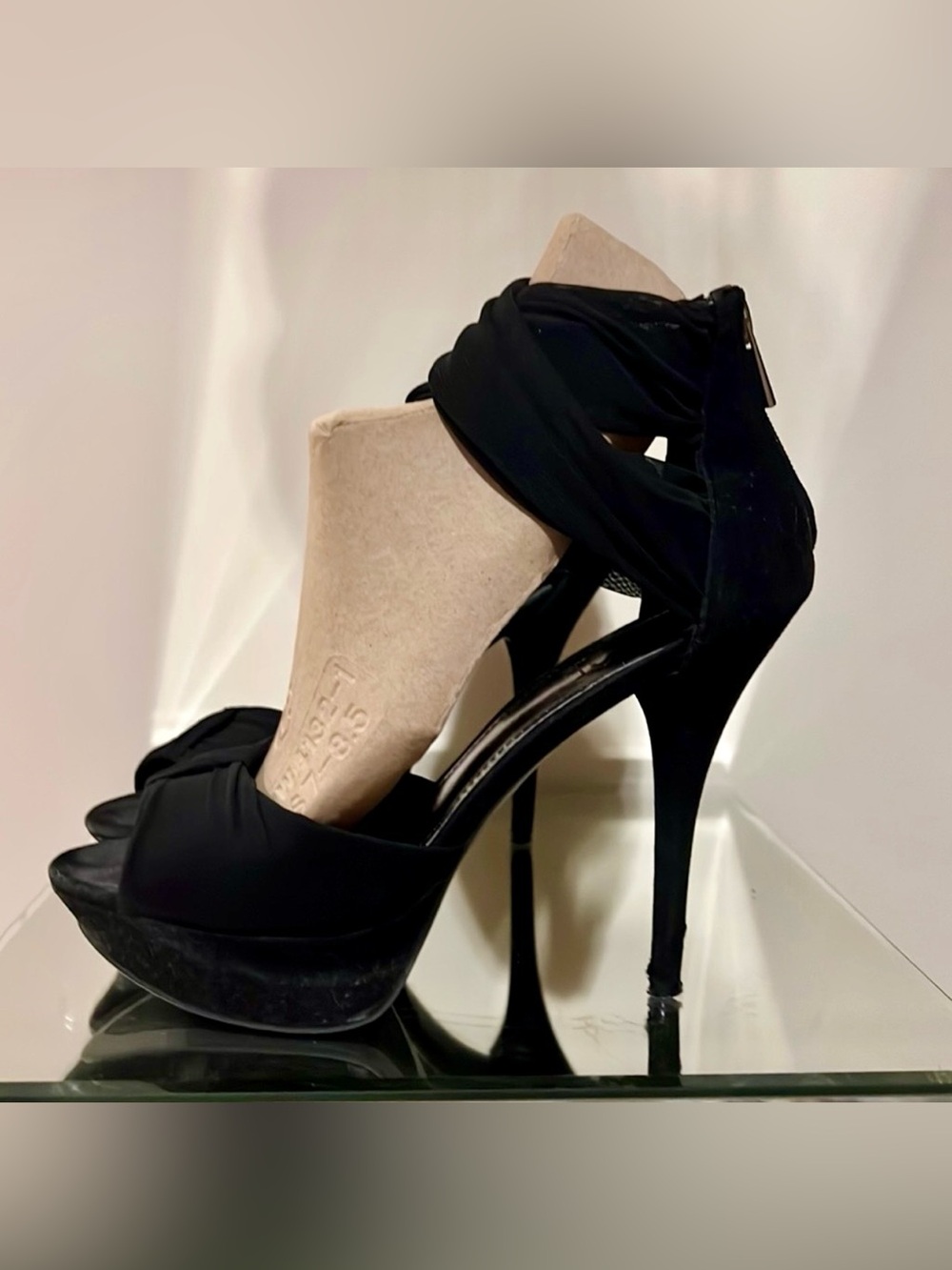 Elegant Black High Heel Platform Sandals - Women